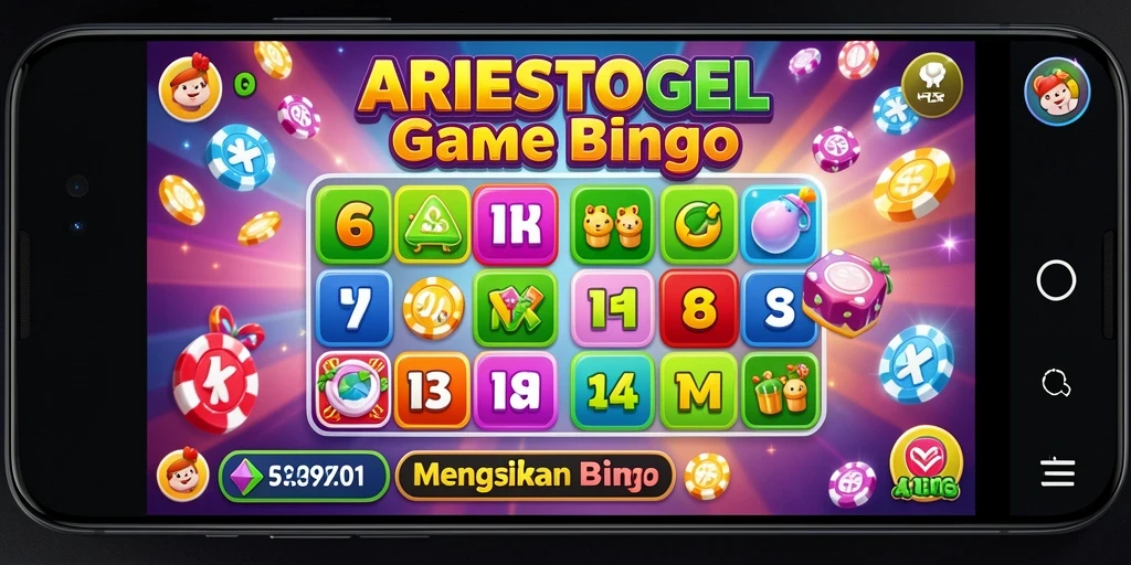 Tampilan gameplay seru ARIESTOGEL dengan suasana Bingo yang meriah.