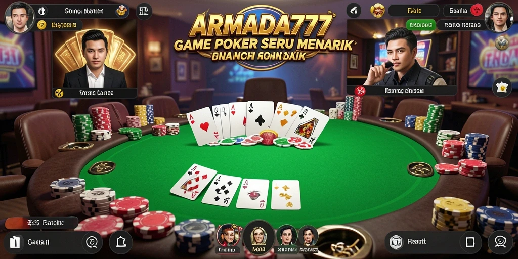 Tampilan gameplay Poker yang seru dan mendebarkan di ARMADA777.