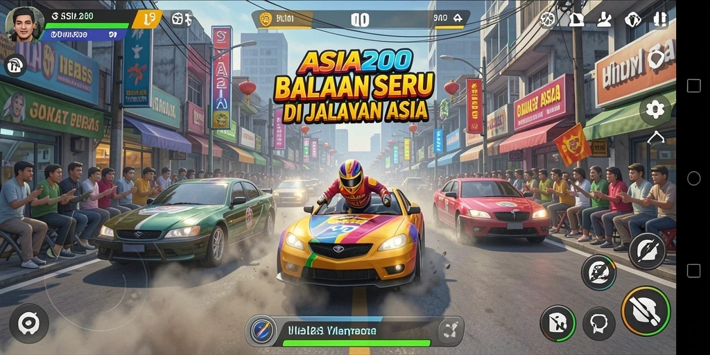 Tampilan gameplay balap mendebarkan dari ASIA200.