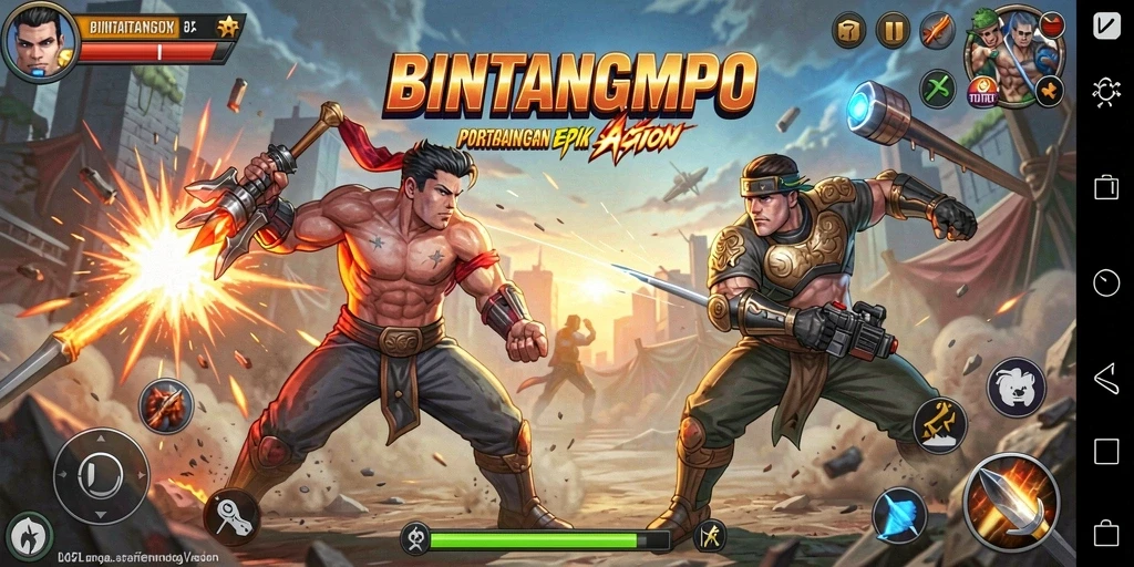 Tangkapan layar BINTANGMPO menunjukkan adu pertarungan yang mendebarkan.