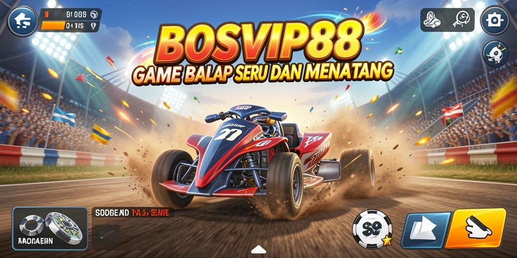 Tampilan gameplay seru dari BOSVIP88 saat balapan.