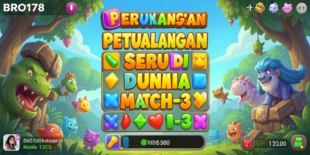 Tampilan menarik dari gameplay match-3 yang seru dan penuh warna.