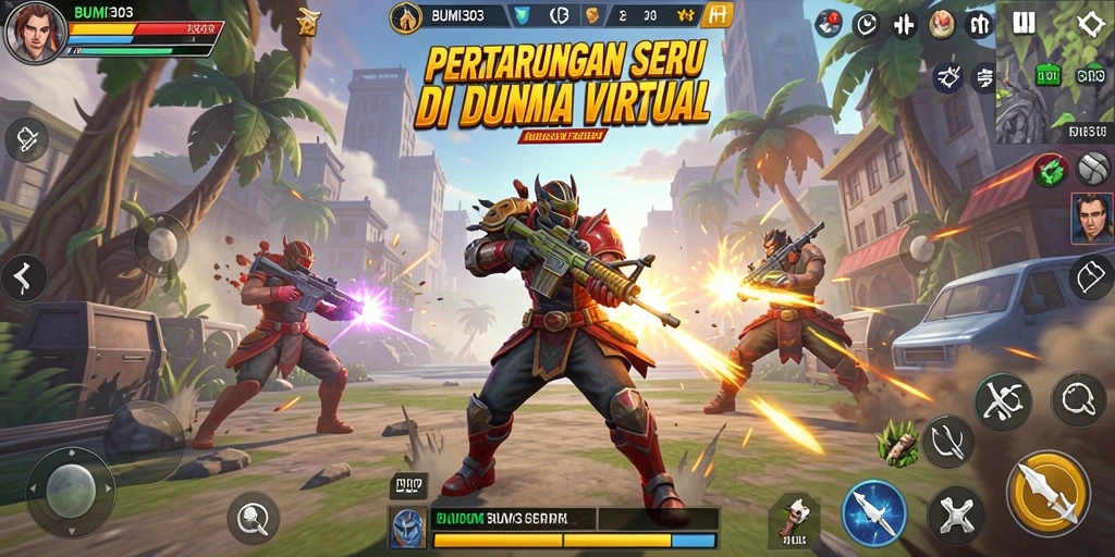 Screenshot permainan BUMI303 menampilkan aksi pertarungan yang mendebarkan.