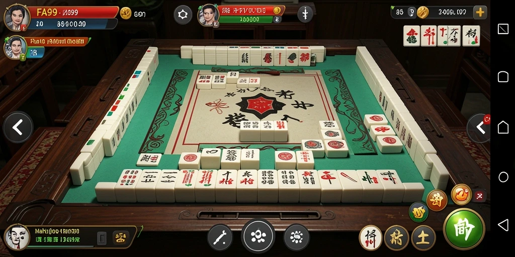 Screenshot FA99 menunjukkan gameplay Mahjong yang menarik dan penuh tantangan.
