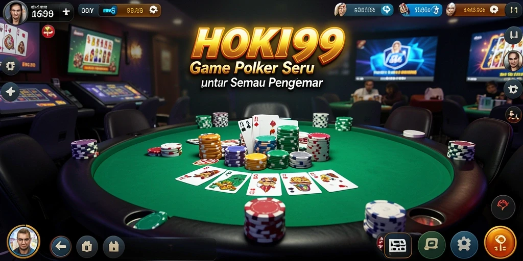 Tampilan layar permainan HOKI99 yang menampilkan aksi Poker seru.