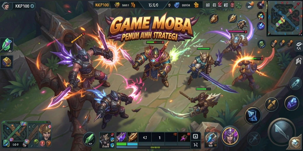 Tampilan gameplay KPK100 yang penuh aksi MOBA.
