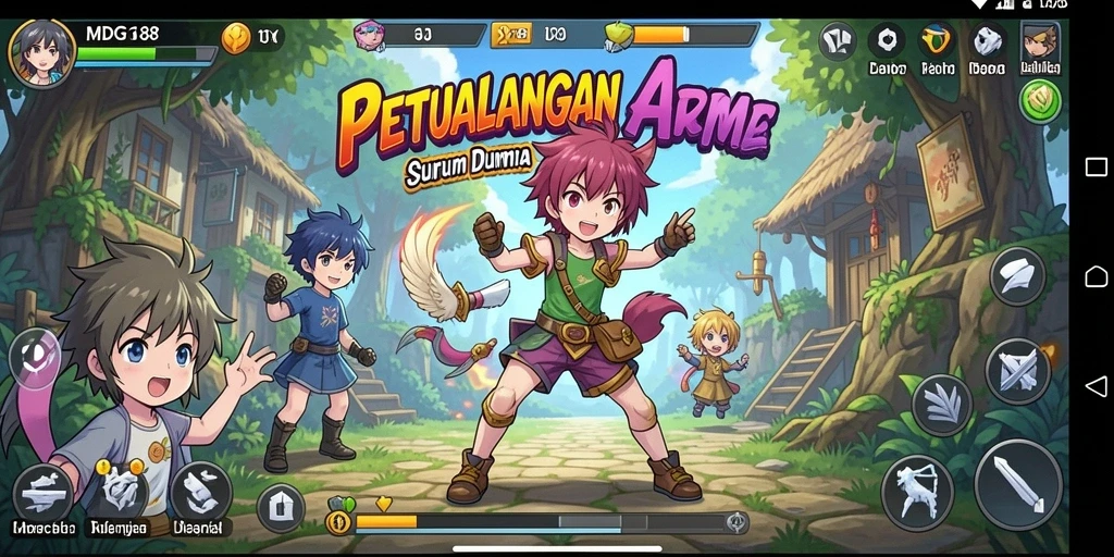Tampilan gameplay MDG188 dengan karakter anime beraksi.