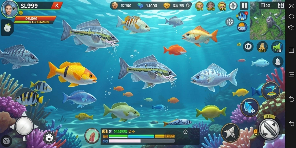 Tampilan gameplay menarik dari SL999 saat menangkap ikan.