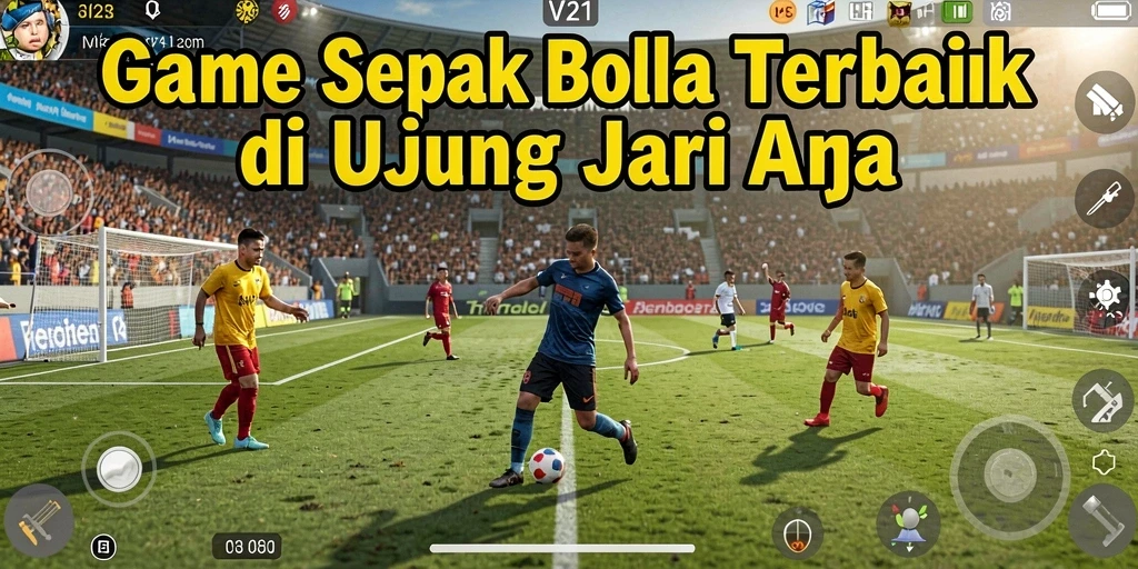 Tampilan aksi seru dalam permainan sepak bola V21.